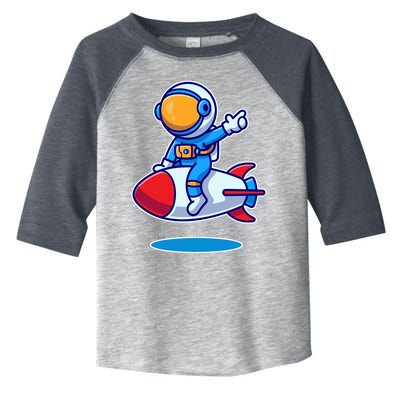 Cute Astronaut On Rocket Cartoon Toddler Fine Jersey T-Shirt