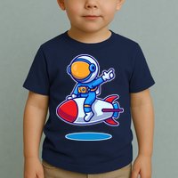 Cute Astronaut On Rocket Cartoon Toddler T-Shirt