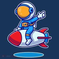 Cute Astronaut On Rocket Cartoon Toddler T-Shirt