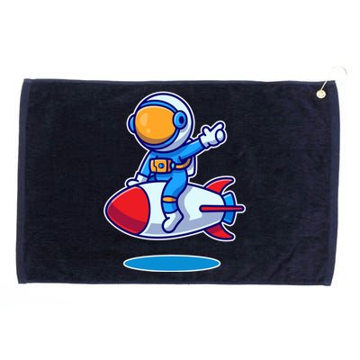 Cute Astronaut On Rocket Cartoon Grommeted Golf Towel