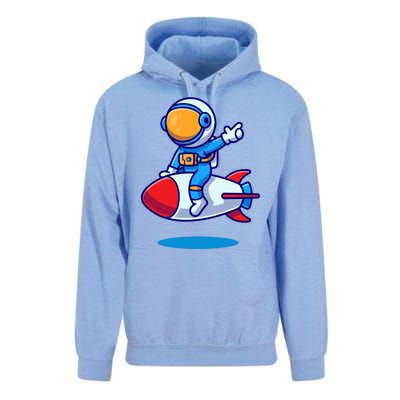 Cute Astronaut On Rocket Cartoon Unisex Surf Hoodie