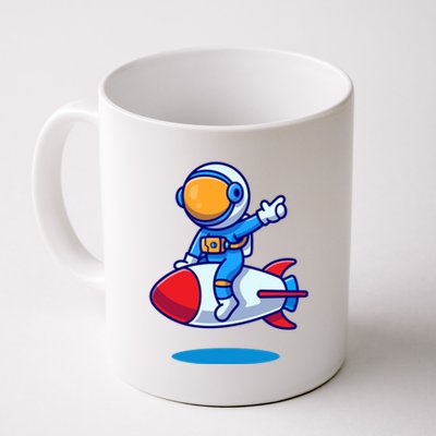 Cute Astronaut On Rocket Cartoon Coffee Mug