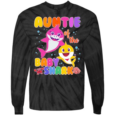 Cute Auntie Of The Baby Shark Tie-Dye Long Sleeve Shirt