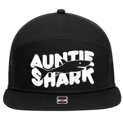 Cute Auntie Shark 7 Panel Mesh Trucker Snapback Hat