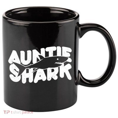Cute Auntie Shark 11oz C Handle Ceramic Mug