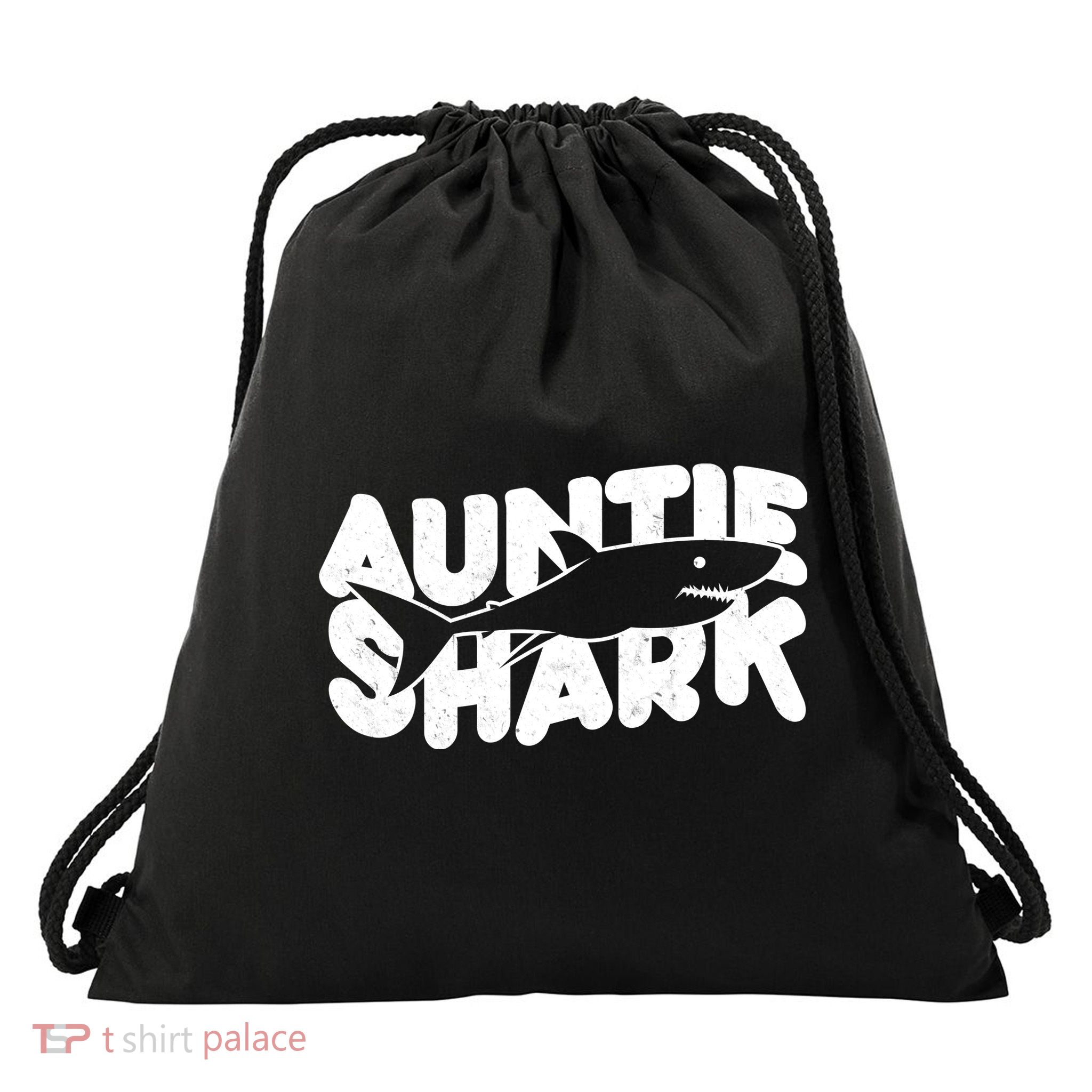 Cute Auntie Shark Drawstring Bag