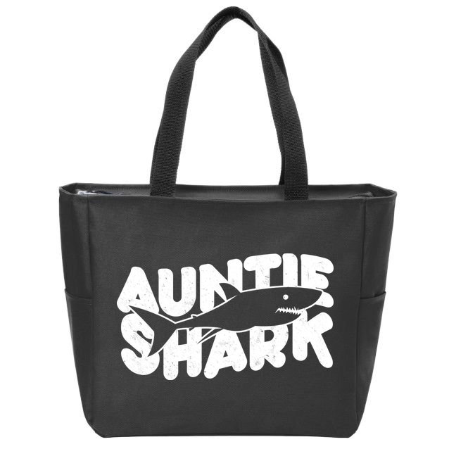 Cute Auntie Shark Zip Tote Bag