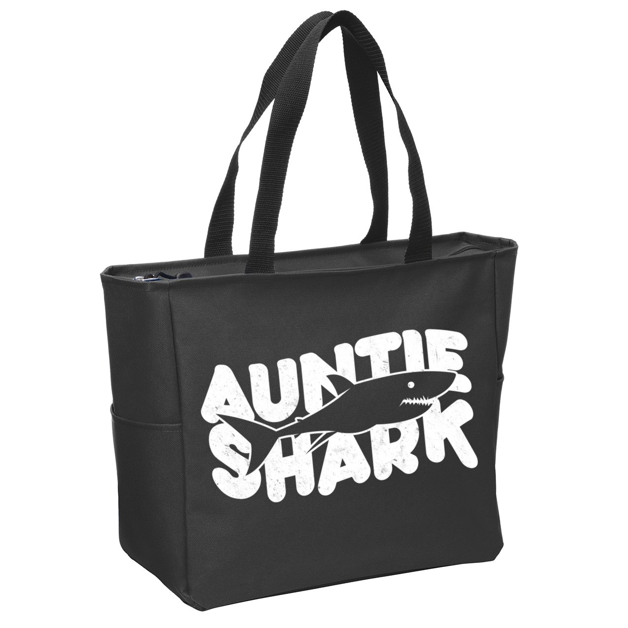 Cute Auntie Shark Zip Tote Bag