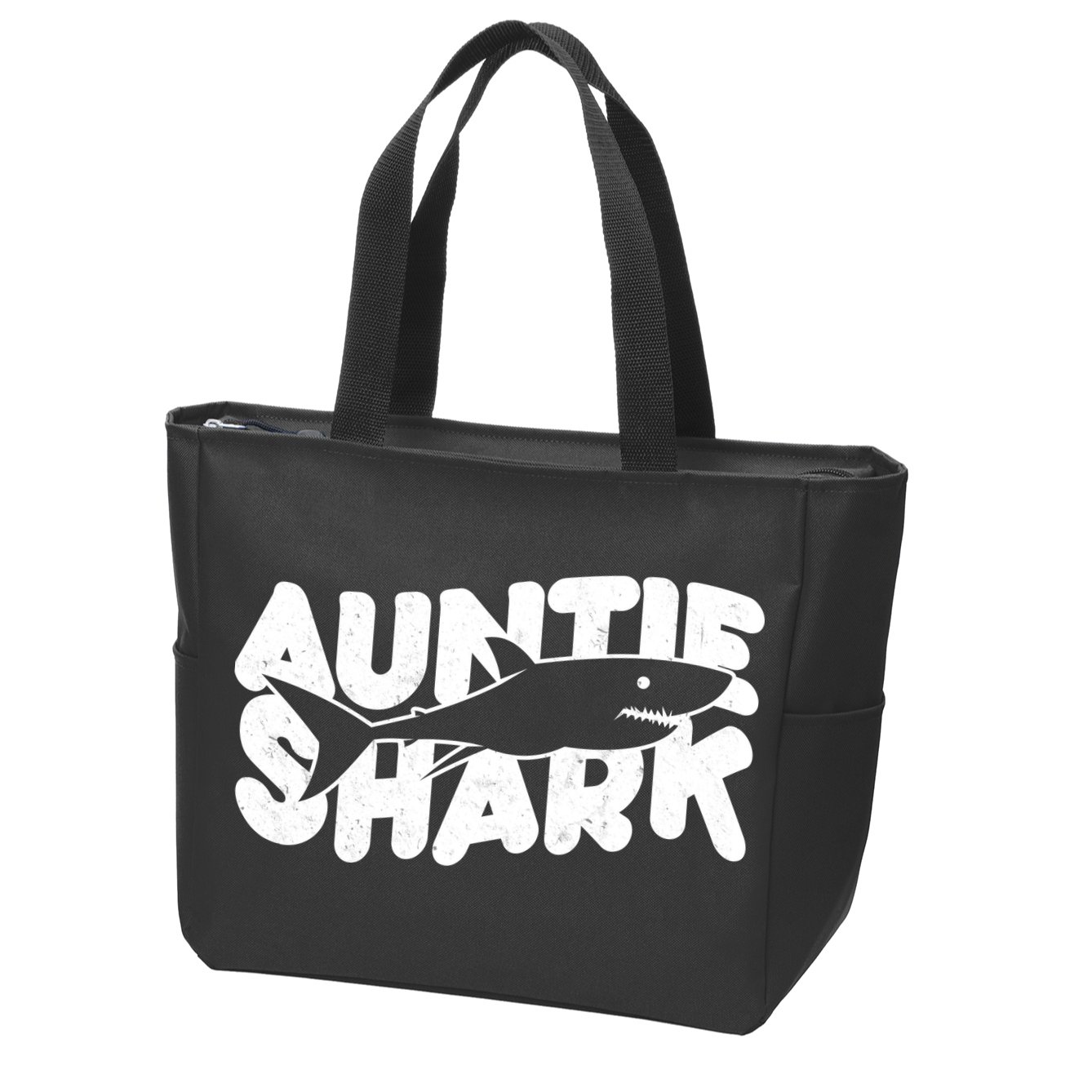 Cute Auntie Shark Zip Tote Bag