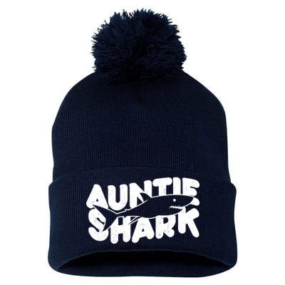 Cute Auntie Shark Pom Pom 12in Knit Beanie