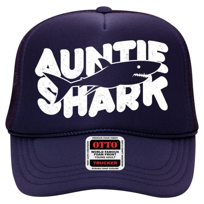 Cute Auntie Shark High Crown Mesh Back Trucker Hat