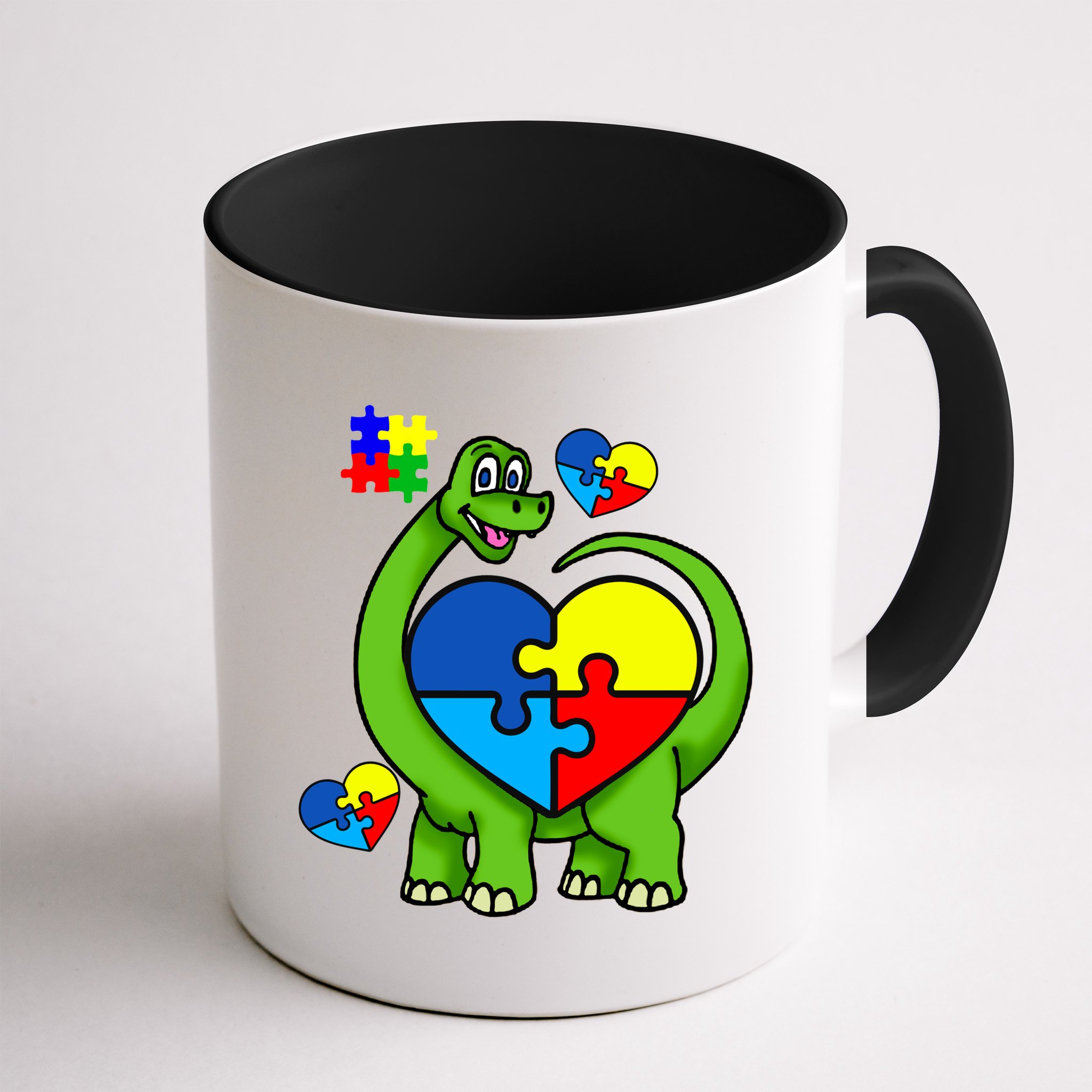 Cute Autism Dino Puzzle Piece Heart Mug