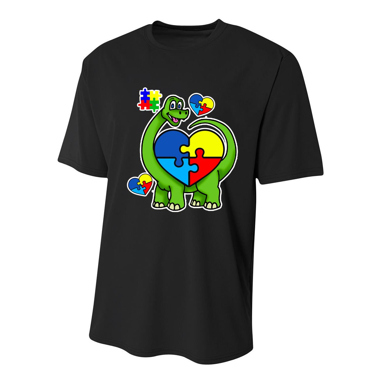 Cute Autism Dino Puzzle Piece Heart Youth Performance Sprint T-Shirt