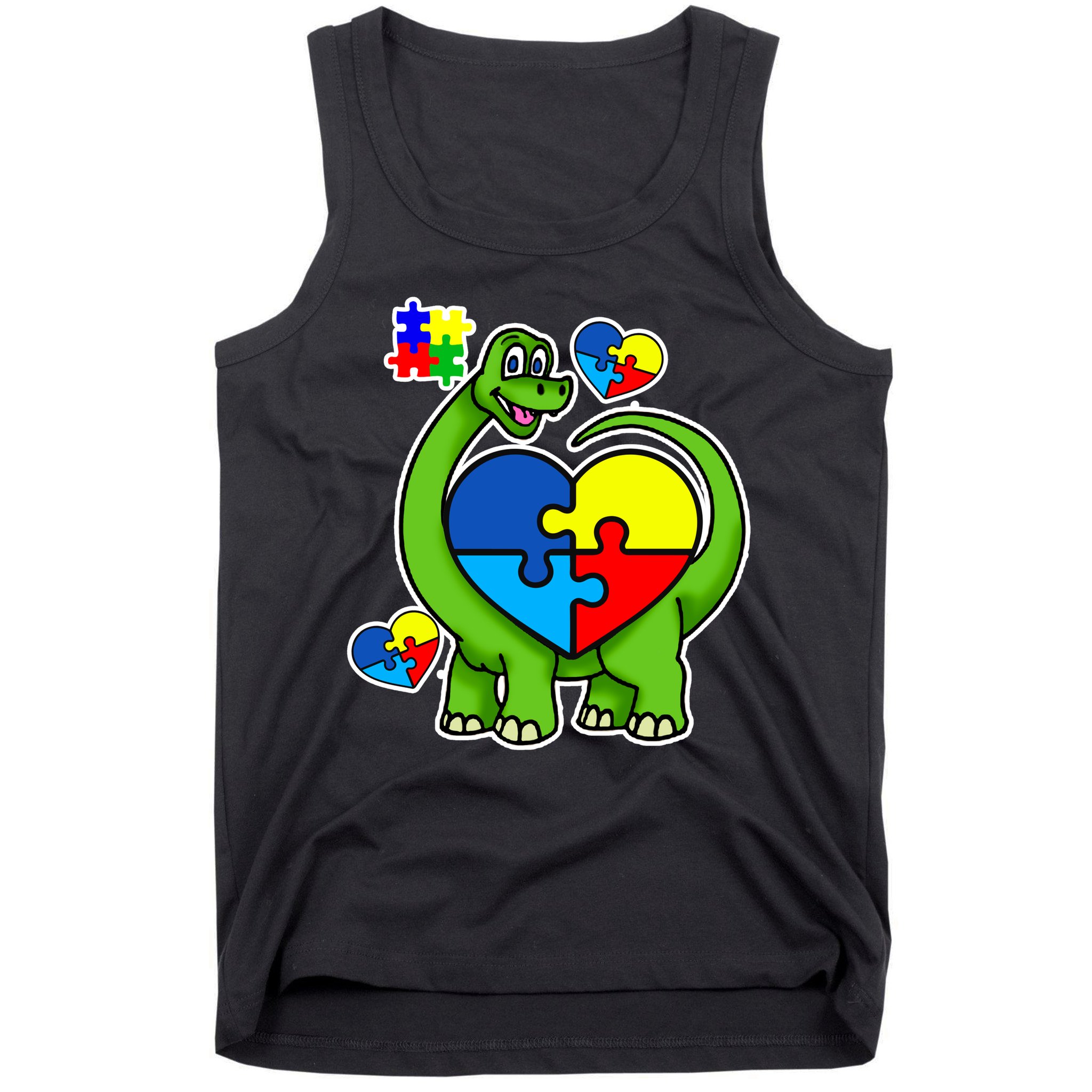 Cute Autism Dino Puzzle Piece Heart Tank Top