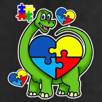 Cute Autism Dino Puzzle Piece Heart Golf Towel