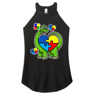 Cute Autism Dino Puzzle Piece Heart Women's Perfect Tri Rocker Tank