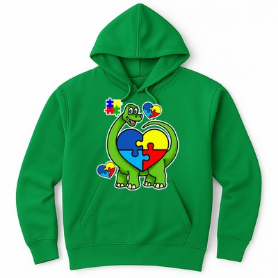 Cute Autism Dino Puzzle Piece Heart Hoodie