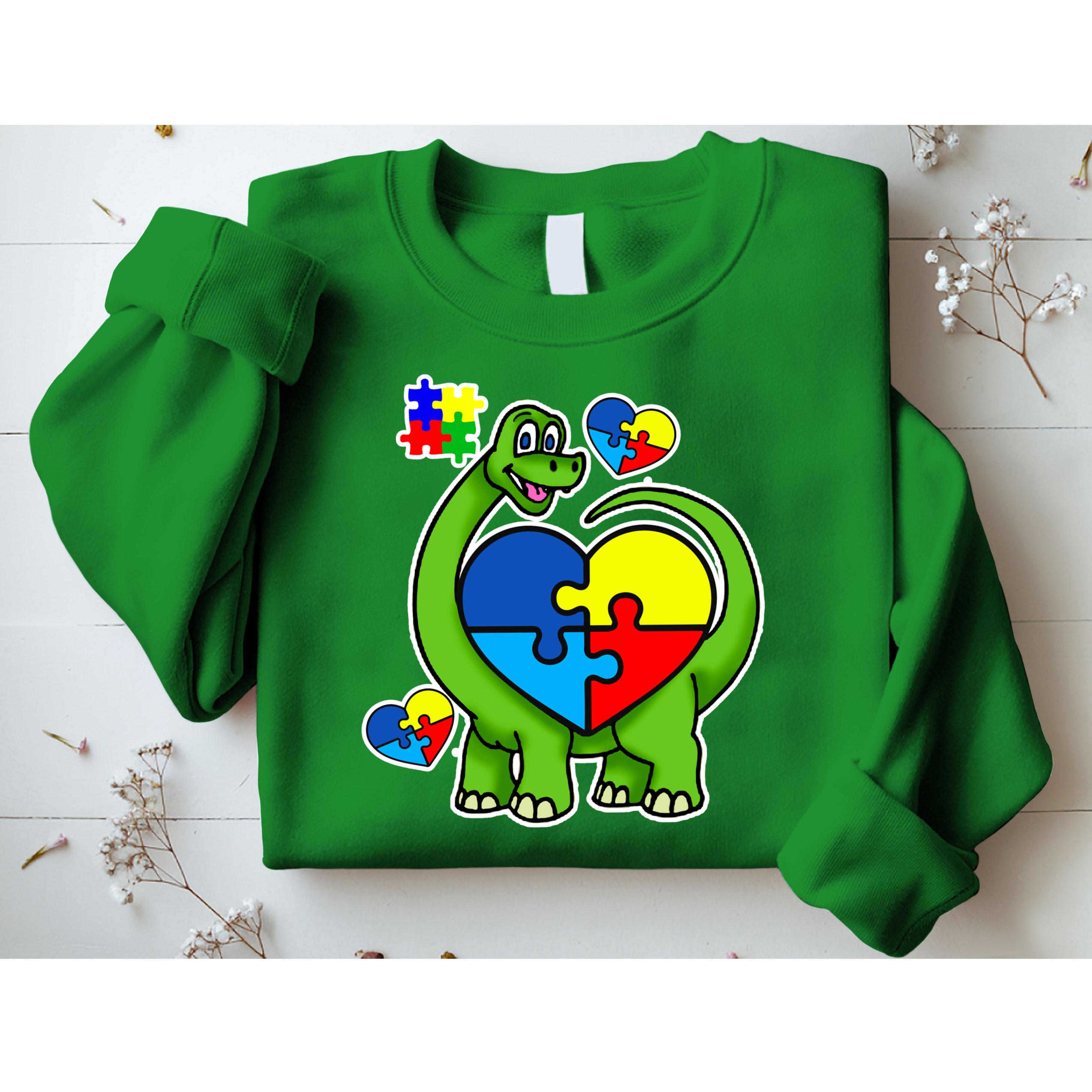 Cute Autism Dino Puzzle Piece Heart Sweatshirt