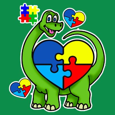 Cute Autism Dino Puzzle Piece Heart T-Shirt