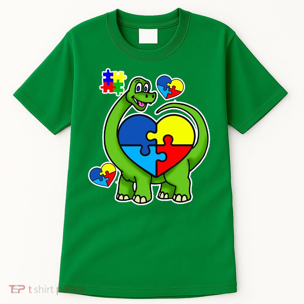 Cute Autism Dino Puzzle Piece Heart Tall T-Shirt