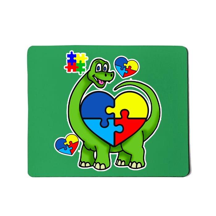 Cute Autism Dino Puzzle Piece Heart Mousepad