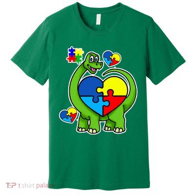 Cute Autism Dino Puzzle Piece Heart Premium T-Shirt