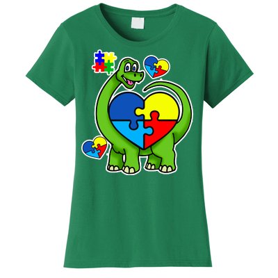 Cute Autism Dino Puzzle Piece Heart Women's T-Shirt