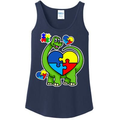 Cute Autism Dino Puzzle Piece Heart Ladies Essential Tank