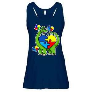 Cute Autism Dino Puzzle Piece Heart Ladies Essential Flowy Tank