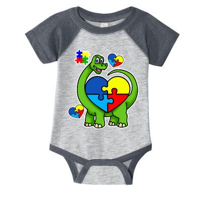 Cute Autism Dino Puzzle Piece Heart Infant Baby Jersey Bodysuit