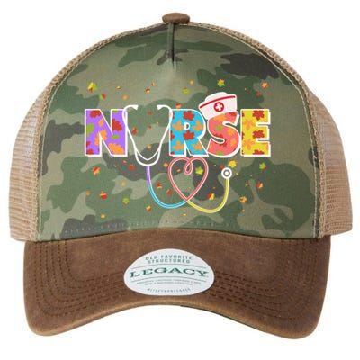 Cute Autumn Fall Patterns Nurse Legacy Tie Dye Trucker Hat