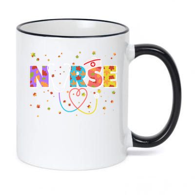 Cute Autumn Fall Patterns Nurse 11oz Black Color Changing Mug