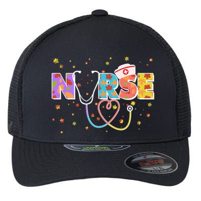 Cute Autumn Fall Patterns Nurse Flexfit Unipanel Trucker Cap