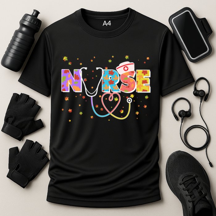 Cute Autumn Fall Patterns Nurse Performance Shirt