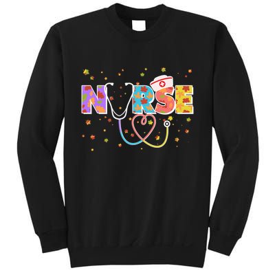 Cute Autumn Fall Patterns Nurse Sweatshirt