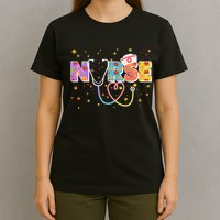 Cute Autumn Fall Patterns Nurse T-Shirt