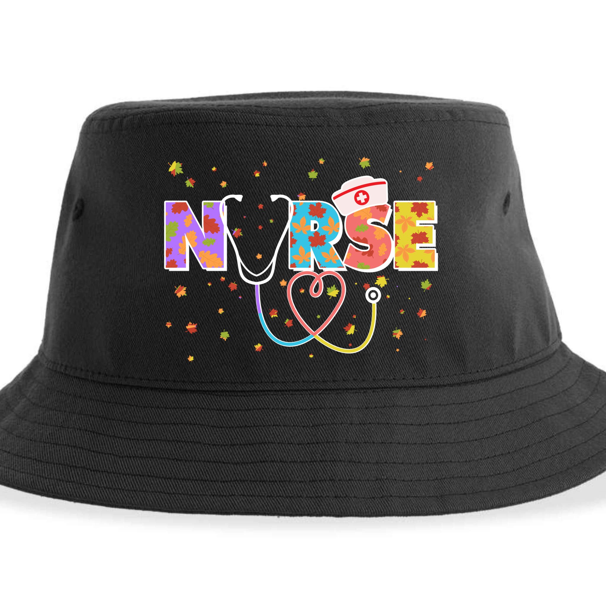 Cute Autumn Fall Patterns Nurse Sustainable Bucket Hat
