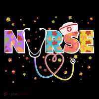 Cute Autumn Fall Patterns Nurse Button