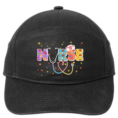 Cute Autumn Fall Patterns Nurse 7-Panel Snapback Hat