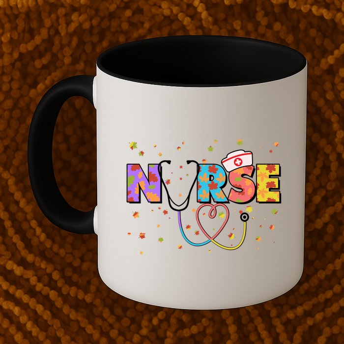 Cute Autumn Fall Patterns Nurse Mug