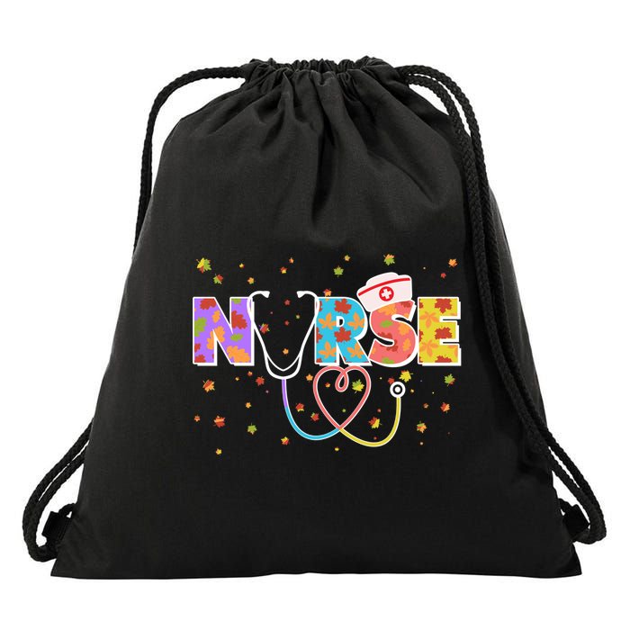 Cute Autumn Fall Patterns Nurse Drawstring Bag