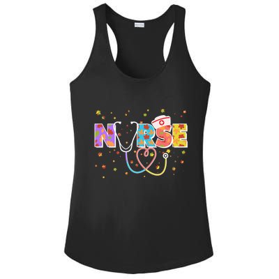 Cute Autumn Fall Patterns Nurse Ladies PosiCharge Competitor Racerback Tank