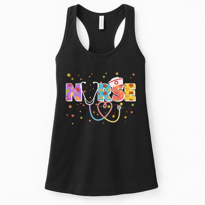 Cute Autumn Fall Patterns Nurse Womens Tank Top