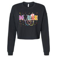 Cute Autumn Fall Patterns Nurse Cropped Pullover Crew