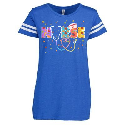 Cute Autumn Fall Patterns Nurse Enza Ladies Jersey Football T-Shirt