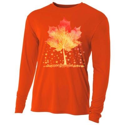 Cute Autumn Maple Leaf Tree Cooling Performance Long Sleeve Crew