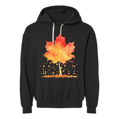 Cute Autumn Maple Leaf Tree Garment-Dyed Fleece Hoodie