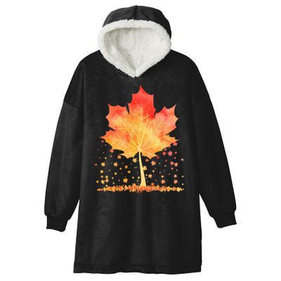 Cute Autumn Maple Leaf Tree Hooded Wearable Blanket