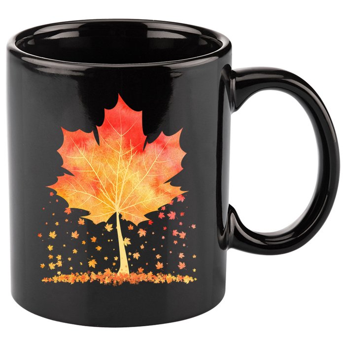 Cute Autumn Maple Leaf Tree 11oz C Handle Ceramic Mug