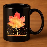 Cute Autumn Maple Leaf Tree 11oz C Handle Ceramic Mug